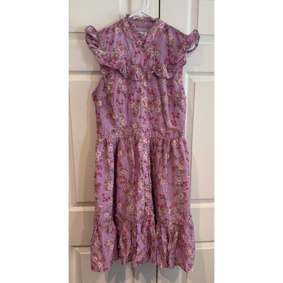 New Unique Vintage Violet Floral Prairie Cottagecore sleeveless Dress - Picture 1 of 7